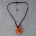 Cotton Rope Charming Orange Carnelian Flower Necklace (Thailand)