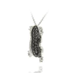 Sterling Silver Black Diamond Accent Frog Necklace