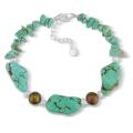 Sterling Silver Turquoise and Freshwater Pearl Bracelet (4-9 mm)