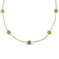 14k Yellow Gold Multi-gemstone Ball Station Necklace
