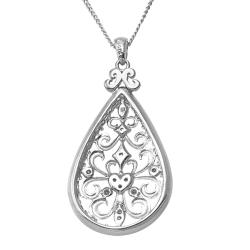Hollywood Retro Platinum over Silver 1/10ct TDW Diamond Necklace (I-J, I1-I2)