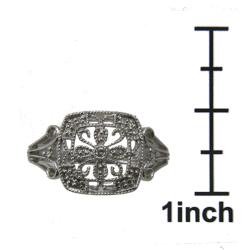 Hollywood Retro Platinum over Silver 1/10ct TDW Diamond Ring (I-J, I1-I2)