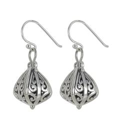 Sunstone Sterling Silver Bali Drop Earrings