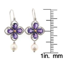 Meredith Leigh Sterling Silver Amethyst and FW Pearl Earrings (8 mm)