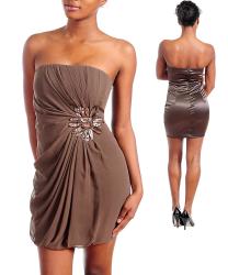 Stanzino Women's Brown Pleated Bodice Strapless Dress