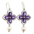 Meredith Leigh Sterling Silver Amethyst and FW Pearl Earrings (8 mm)