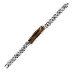 Stainless Steel Tiger's Eye ID-style Curb Chain Bracelet