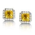 14k Gold Yellow Sapphire and 1/10ct TDW Diamond Earrings (H-I, I1-I2)