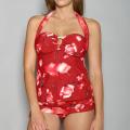 Jantzen Women's Red Underwire Pleated Tankini Top