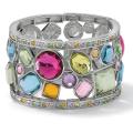 Lillith Star Silvertone Crystal and Glass Stretch Bracelet