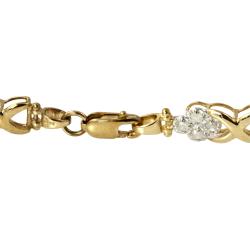 10k Yellow Gold 1ct TDW Diamond X and O Bracelet (I-J, I2-I3)