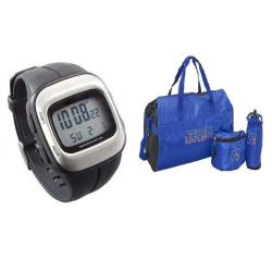 S-Pulse Heart Rate Monitor/Pedometer Watch with Russell Athletics 3-Piece Workout Set