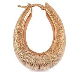 18k Pink Gold Brushed Large Hoop Earrings