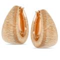 18k Pink Gold Brushed Large Hoop Earrings