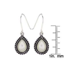 Sunstone Sterling Silver White Mother of Pearl Rope Edge Earrings