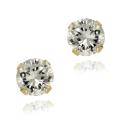 Glitzy Rocks 14k Yellow Gold 5-mm White Topaz Stud Earrings