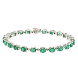 Dyach Sterling Silver Emerald and 1/6ct TDW Diamond Bracelet (G-H, I1-I2)