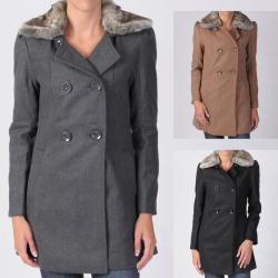 Ci Sono by Journee Junior's Faux Fur Accent Double-breasted Long Coat