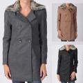 Ci Sono by Journee Junior's Faux Fur Accent Double-breasted Long Coat