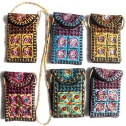 Set of 2 Hand-Embroidered Phone/Camera/MP3 Carrying Bags (India)