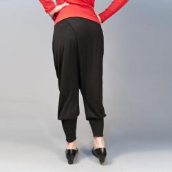 AtoZ Women's Black Modal Asymmetrical Harem Pants