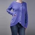 AtoZ Women's Light Purple Cotton One-pocket Cardigan