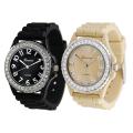 Geneva Platinum Women's Rhinestone-accented Silicone Watch (Set of 2)