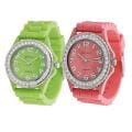 Geneva Platinum Women's Rhinestone-accented Silicone Watch (Set of 2)