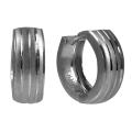 14k White Gold Striped Mini-Hoop Earrings