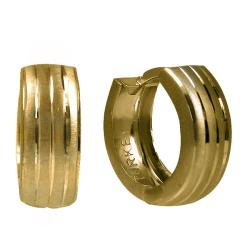 14k Yellow Gold Striped Mini-Hoop Earrings