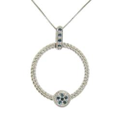 Sterling Silver 1/10ct TDW Blue Diamond Circle Necklace