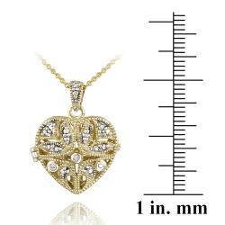 18k Gold Over Silver Diamond Accent Heart Locket Necklace