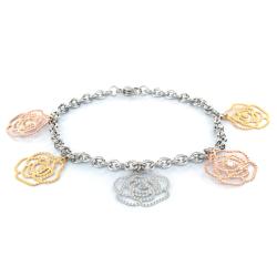 Stainless Steel Floral Charm Bracelet