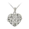 Sterling Silver Diamond Accent Filigree Heart Locket Necklace