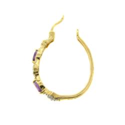 Gem Jolie 18k Gold over Silver Amethyst and Diamond Earrings