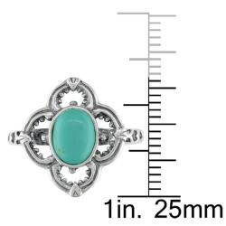 Sterling Silver Oval Turquoise Flower Ring