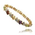 Gem Jolie 18k Gold over Silver Multi-gemstone and Diamond Bracelet