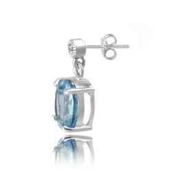 Glitzy Rocks Silver 6.4 CTW Swiss Blue Topaz and Diamond Accent Earrings
