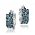 Glitzy Rocks Sterling Silver 9 CTW London Blue Topaz Three-tier Hoop Earrings