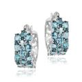 Glitzy Rocks Sterling Silver Swiss 9 CTW Blue Topaz Three-tier Hoop Earrings