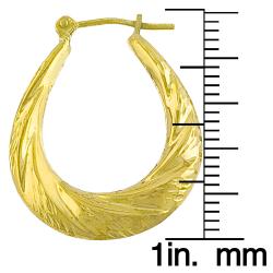10k Yellow Gold Diamond-cut Twist Oval Hoop Earrings