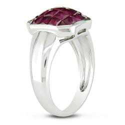 18k White Gold Square-cut Ruby Ring