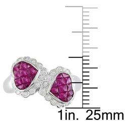 18k White Gold Ruby and 1/4ct TDW Diamond Heart Ring (H-I, I2)