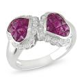 18k White Gold Ruby and 1/4ct TDW Diamond Heart Ring (H-I, I2)