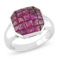 18k White Gold Square-cut Ruby Ring