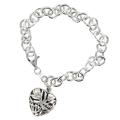 Sunstone Sterling Silver Heart Charm Bracelet