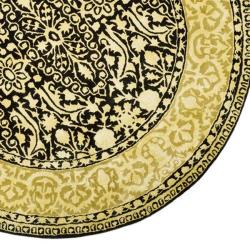 Handmade Majestic Black/ Ivory N. Z. Wool Rug (3'6 Round)