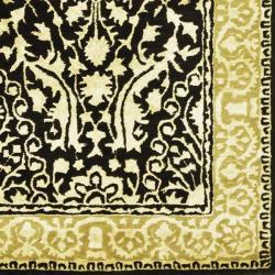 Handmade Majestic Black/ Ivory N. Z. Wool Rug (2'6 x 4')