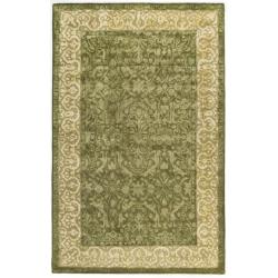 Handmade Silk Road Majestic Green/ Ivory N. Z. Wool Rug (4' x 6')