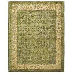 Handmade Majestic Green/ Ivory N. Z. Wool Rug (7'6 x 9'6)